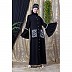 Front open embroidery abaya with Bell sleeves- Black